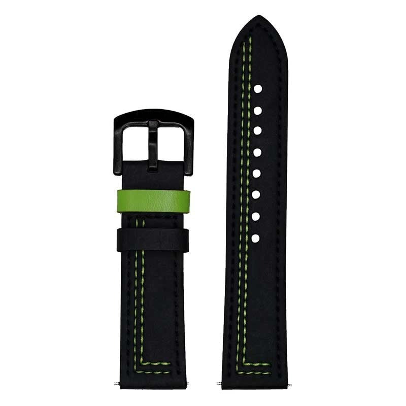 Black & Green Leather Strap (Adjustable)