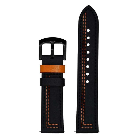 Black & Orange Leather Strap (Adjustable)