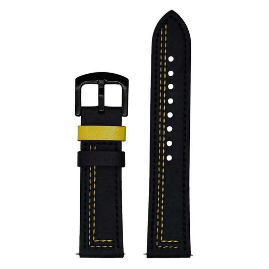 Black & Yellow Leather Strap (Adjustable)