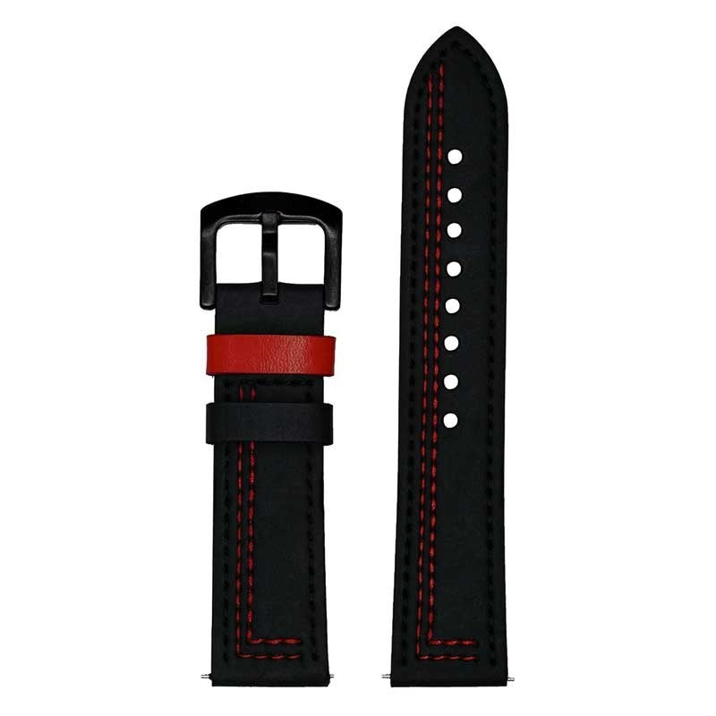 Black & Red Leather Strap (Adjustable)